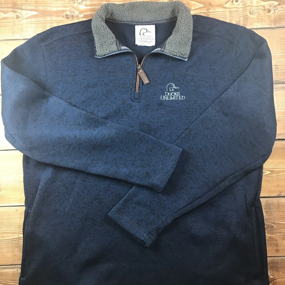 Ducks Unlimited Men Size L 3/4 Zip Long Sleeve